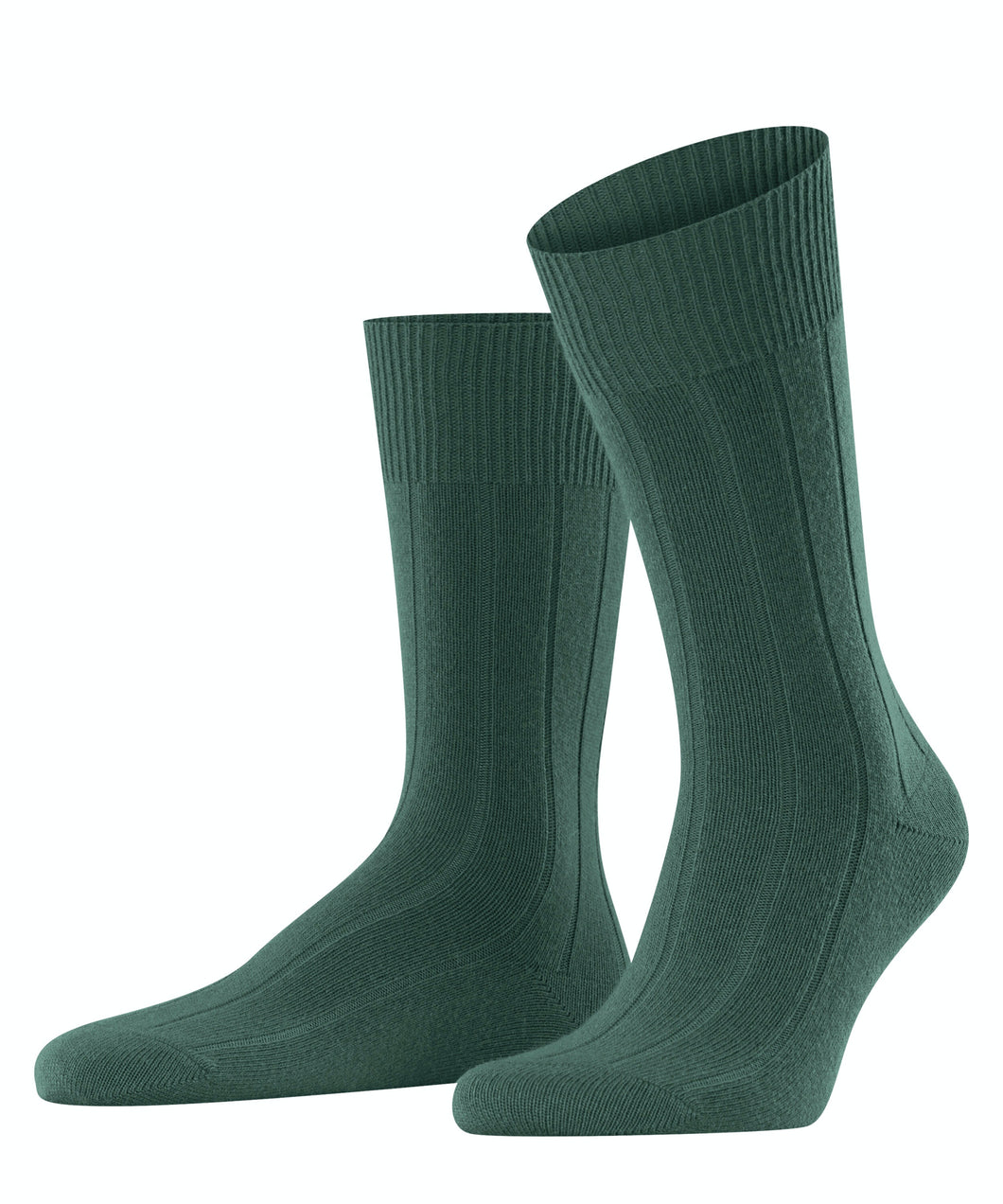 FALKE Lhasa Rib Merino Wool-Cashmere Socks in Hunter Green