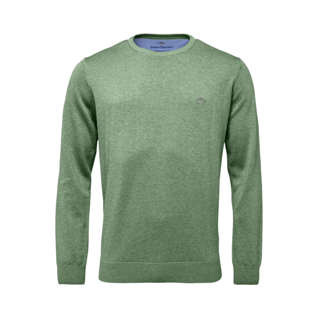 Fynch-Hatton Superfine Cotton Crew Neck - Green