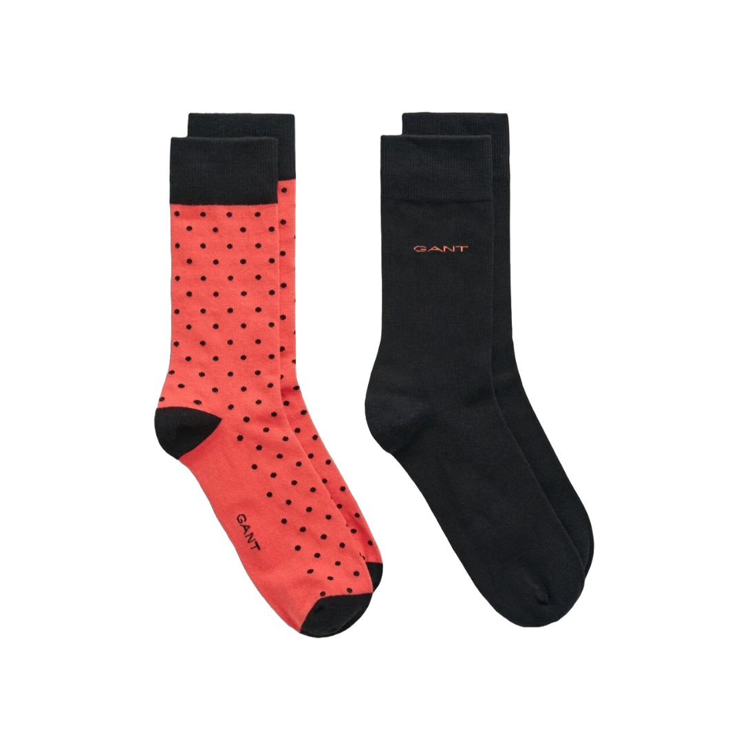 Gant 2-Pack Dot & Solid Socks - Coral