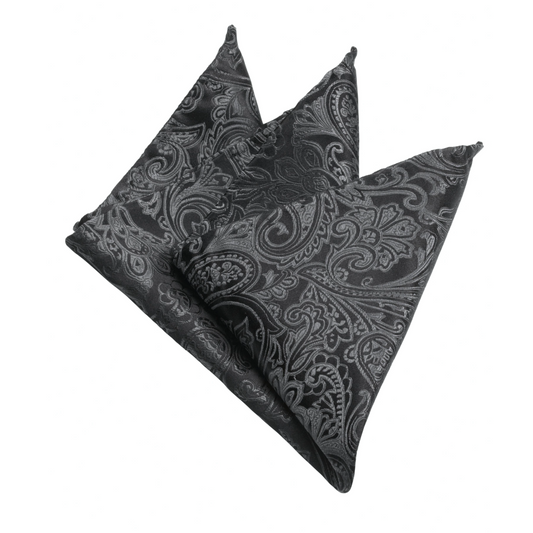 Olymp Silk Jacquard Pocket Square - Black