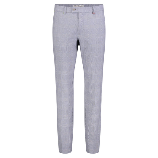 Mac Lennox Slim Fit Check Chinos - Light Grey