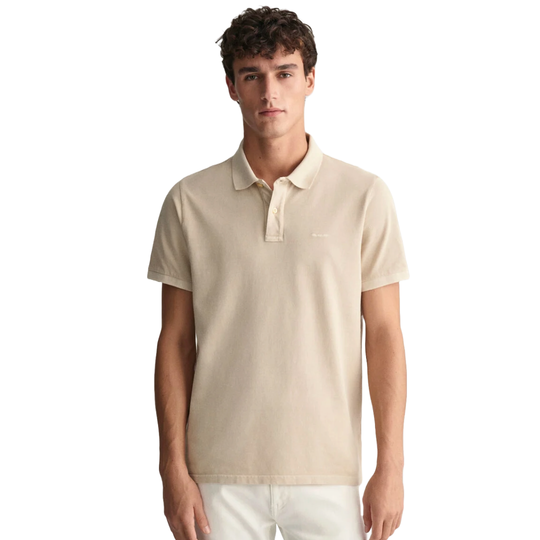 Gant Sunfaded Pique Polo Shirt - Light Beige