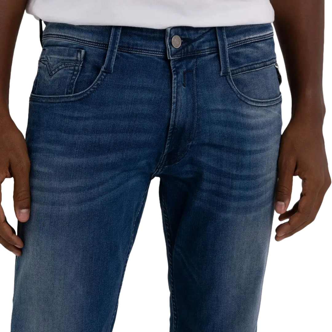Replay Anbass Slim Fit Jeans - Mid Blue