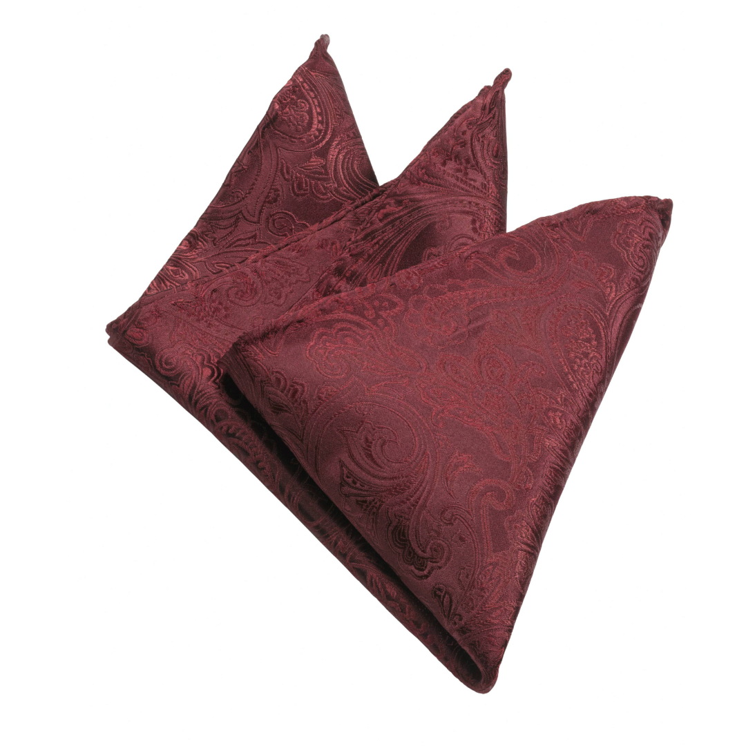 Olymp Silk Jacquard Pocket Square - Dark Red