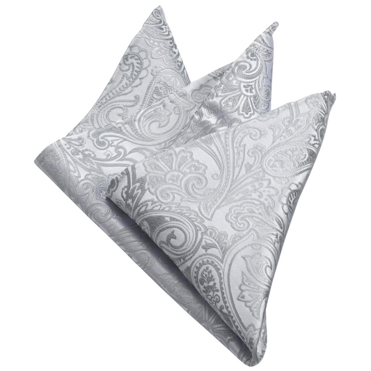 Olymp Silk Jacquard Pocket Square - Light Grey