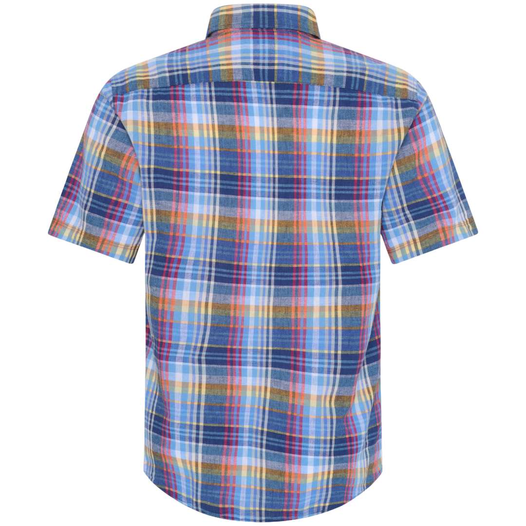 Brax Dan Short Sleeve Check Shirt - Blue