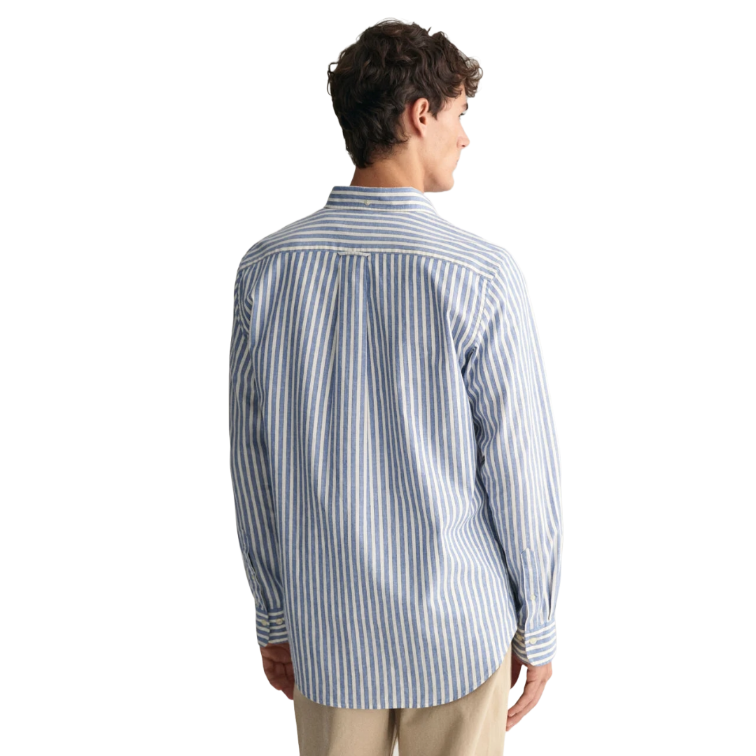 Gant Striped Cotton Linen Shirt - Blue