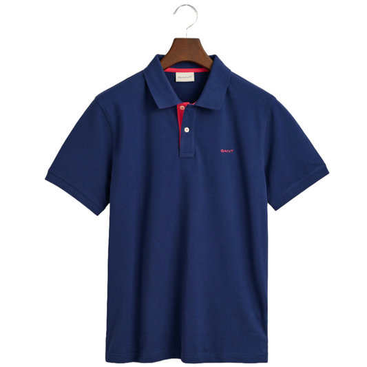 Gant Contrast Pique Polo Shirt - Dark Blue