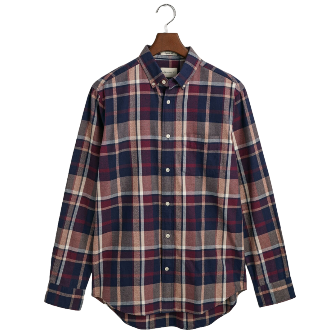 Gant Jaspé Check Shirt - Dark Red