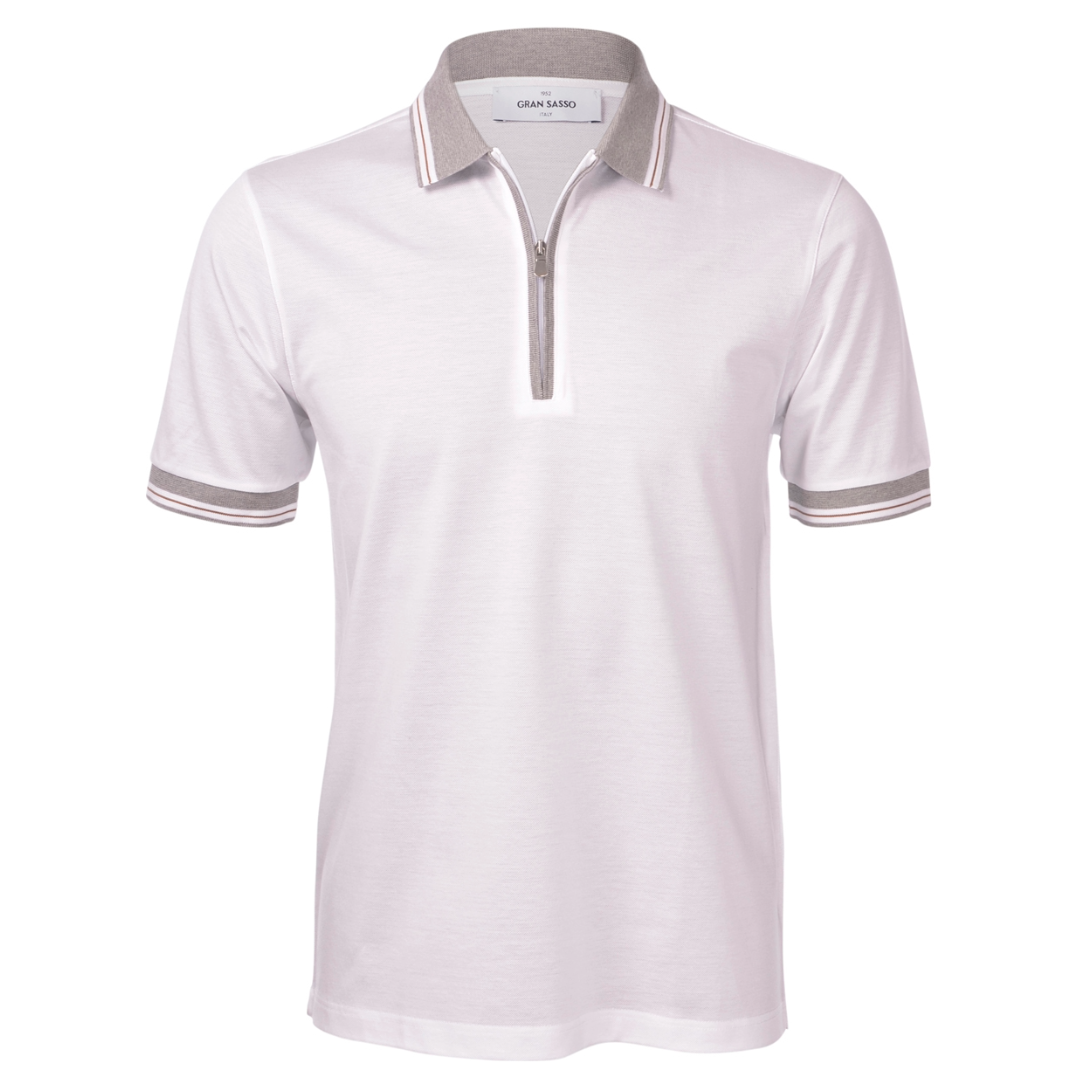Gran Sasso Zip Polo Shirt - White