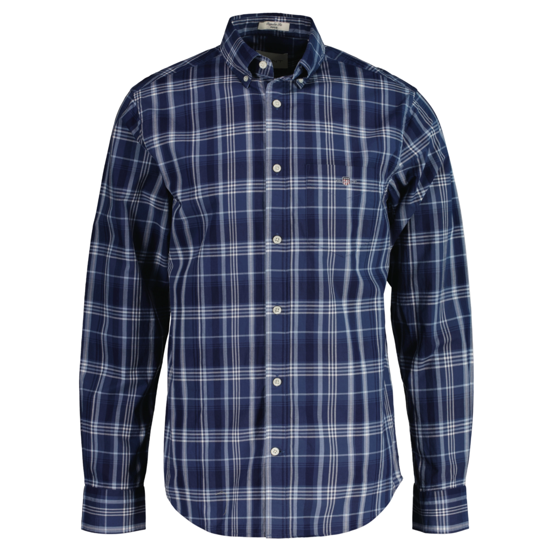 Gant Poplin Check Shirt - Navy