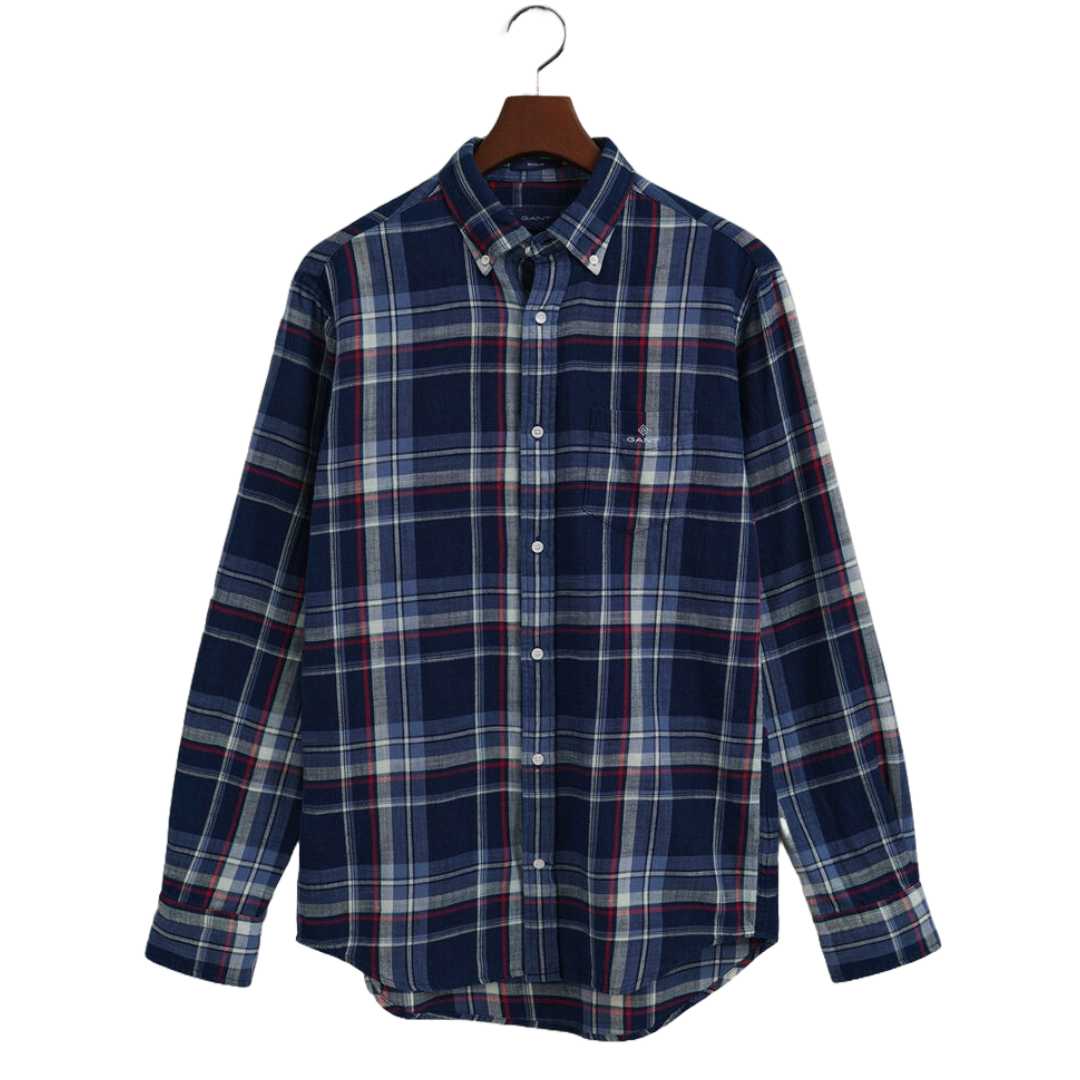 Gant Regular Fit Indigo Plaid Shirt - Navy