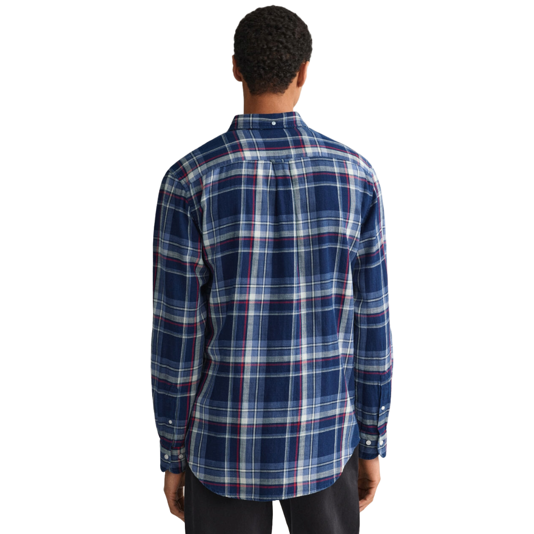 Gant Regular Fit Indigo Plaid Shirt - Navy