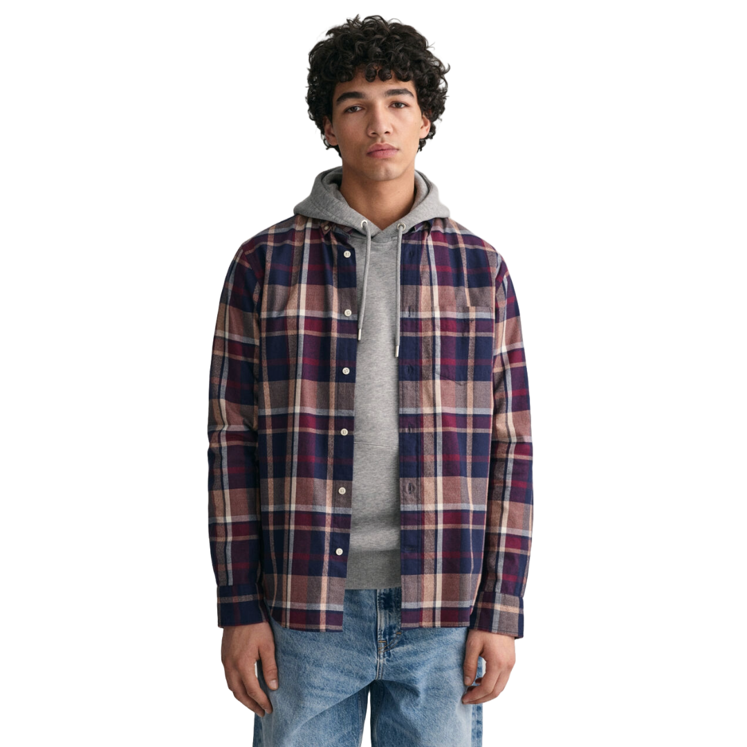 Gant Jaspé Check Shirt - Dark Red