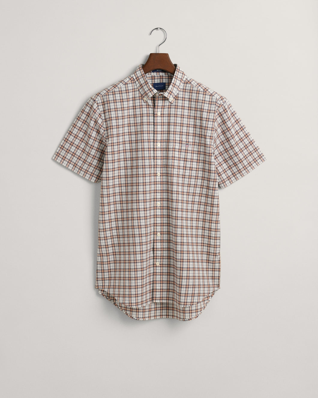 GANT Micro Check Short Sleeve Shirt in Orange 3230062
