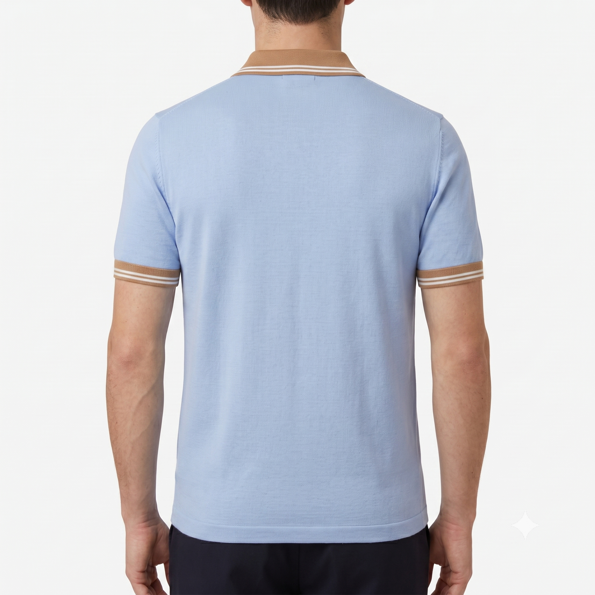 Gran Sasso Mercerized Cotton Half Zip Polo - Light Blue