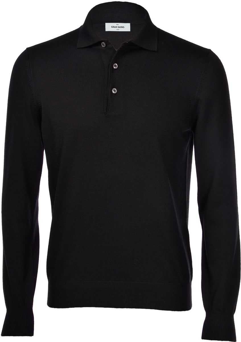 Gran Sasso Merino Wool Polo - Black