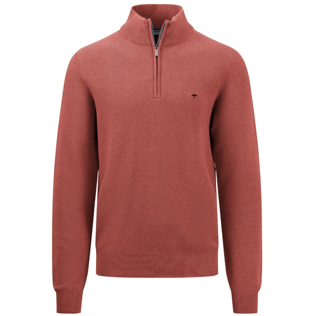 Fynch-Hatton Fine Knit Half Zip Knitwear - Red