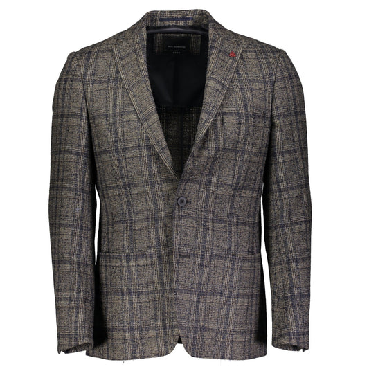 Roy Robson Premium Regular Fit Check Jacket - Beige and Navy Check