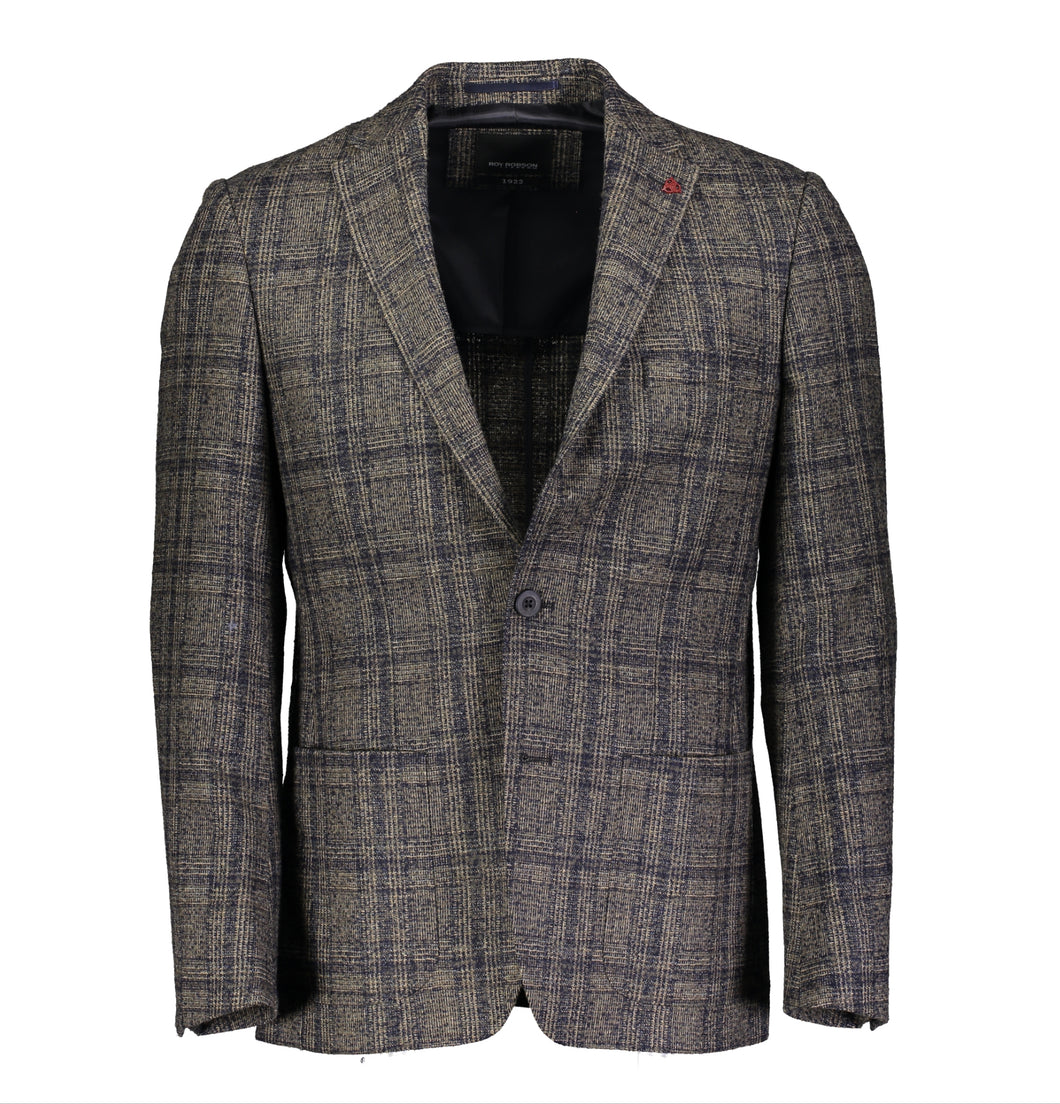 ROY ROBSON Regular Fit Jacket Beige and Navy Check 01600 H401 3582