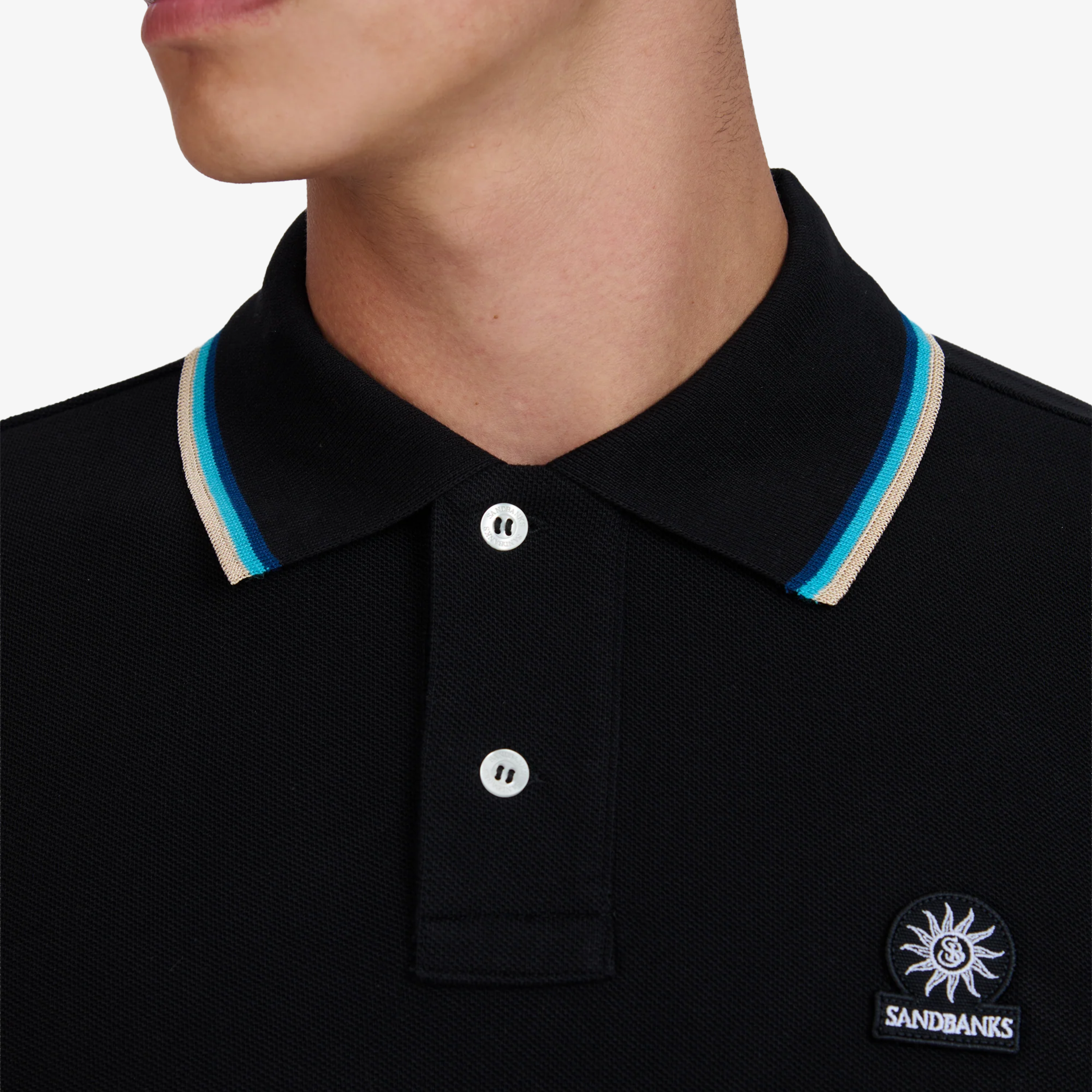 Sandbanks Badge Logo Polo Shirt - Black