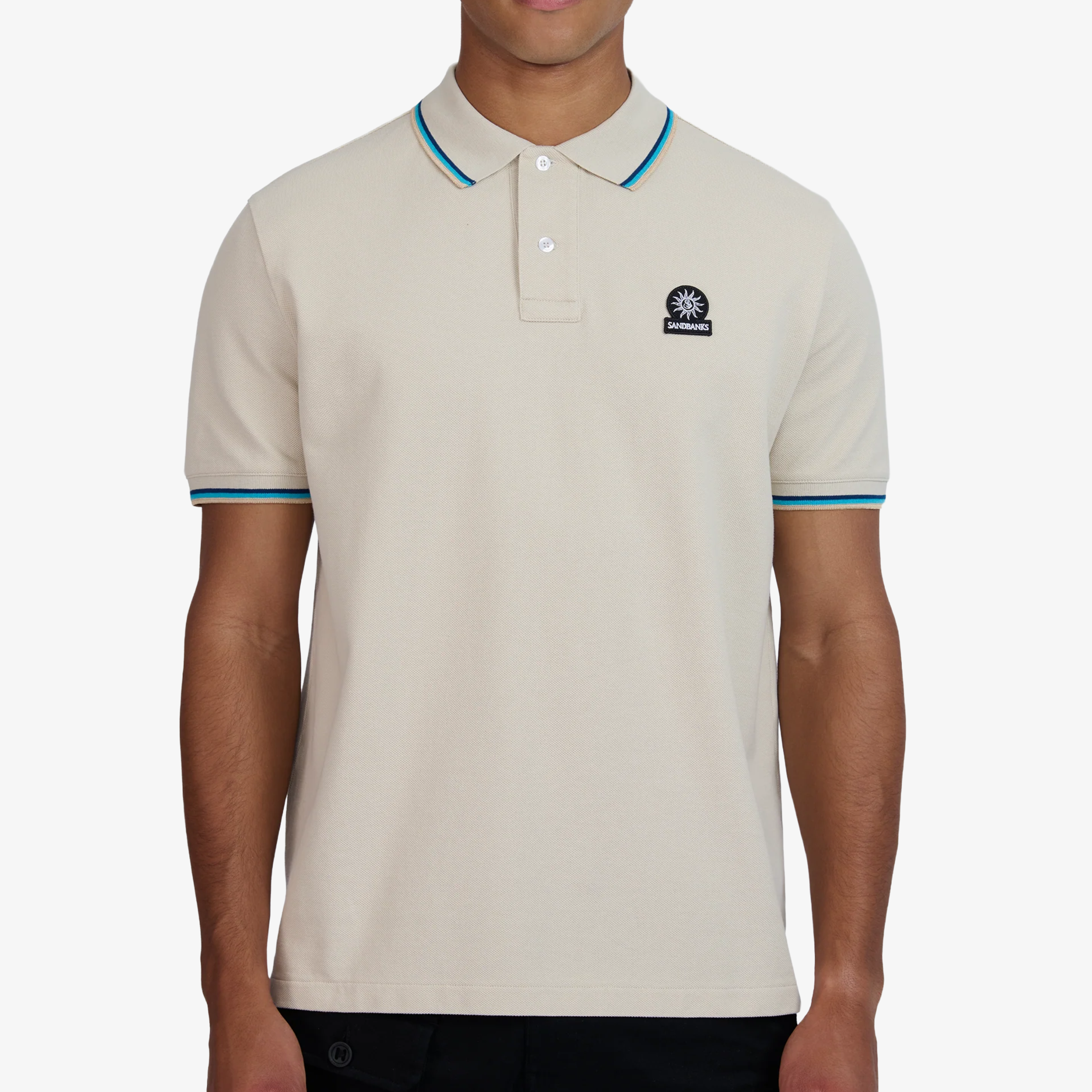 Sandbanks Badge Logo Polo Shirt - Stone