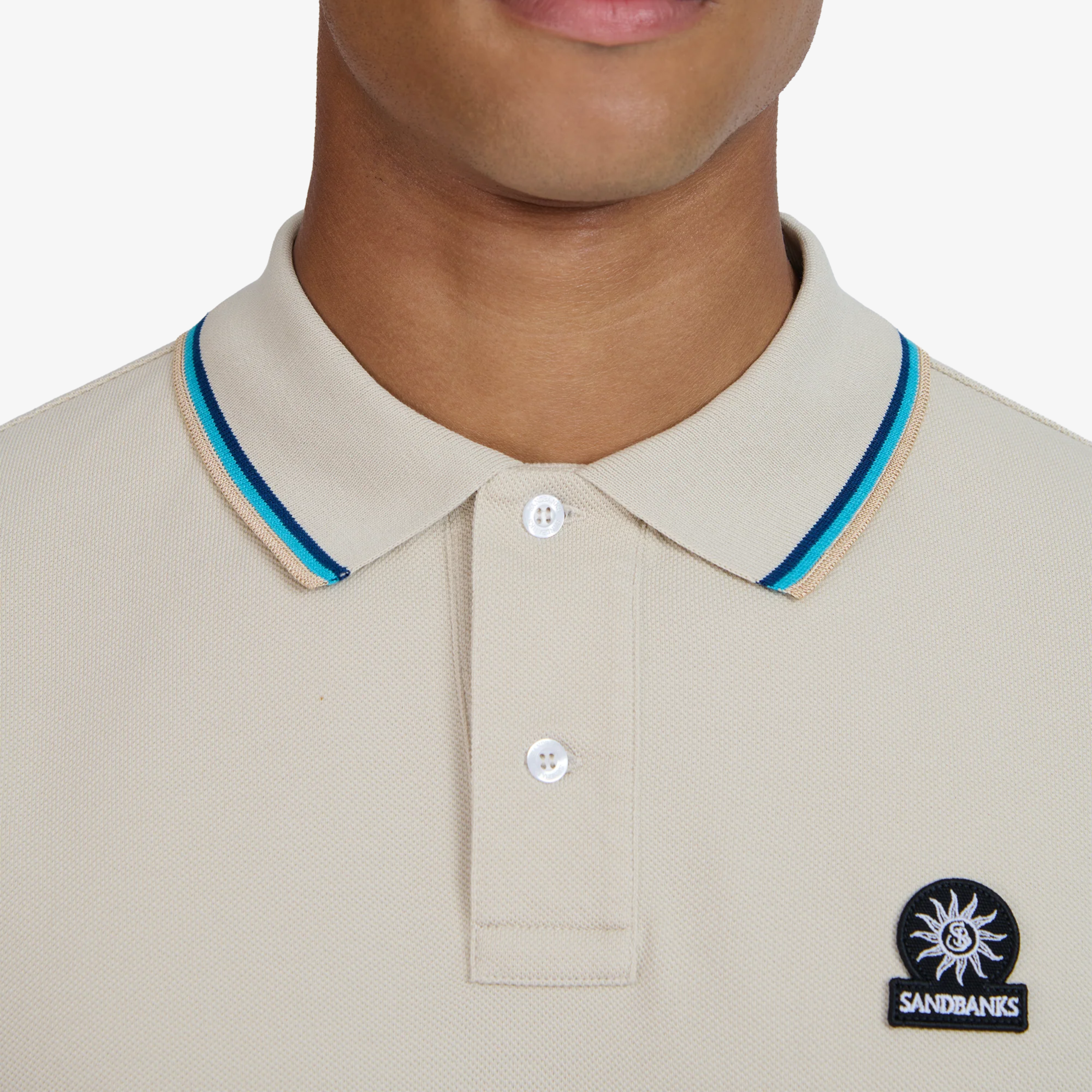 Sandbanks Badge Logo Polo Shirt - Stone