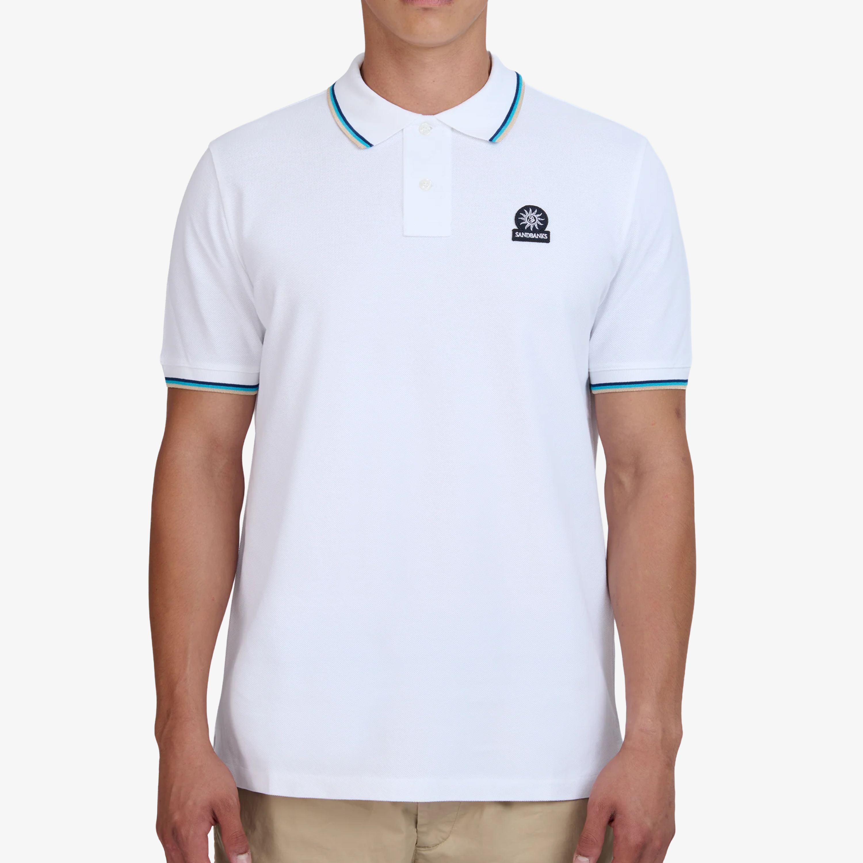 Sandbanks Badge Logo Polo Shirt - White
