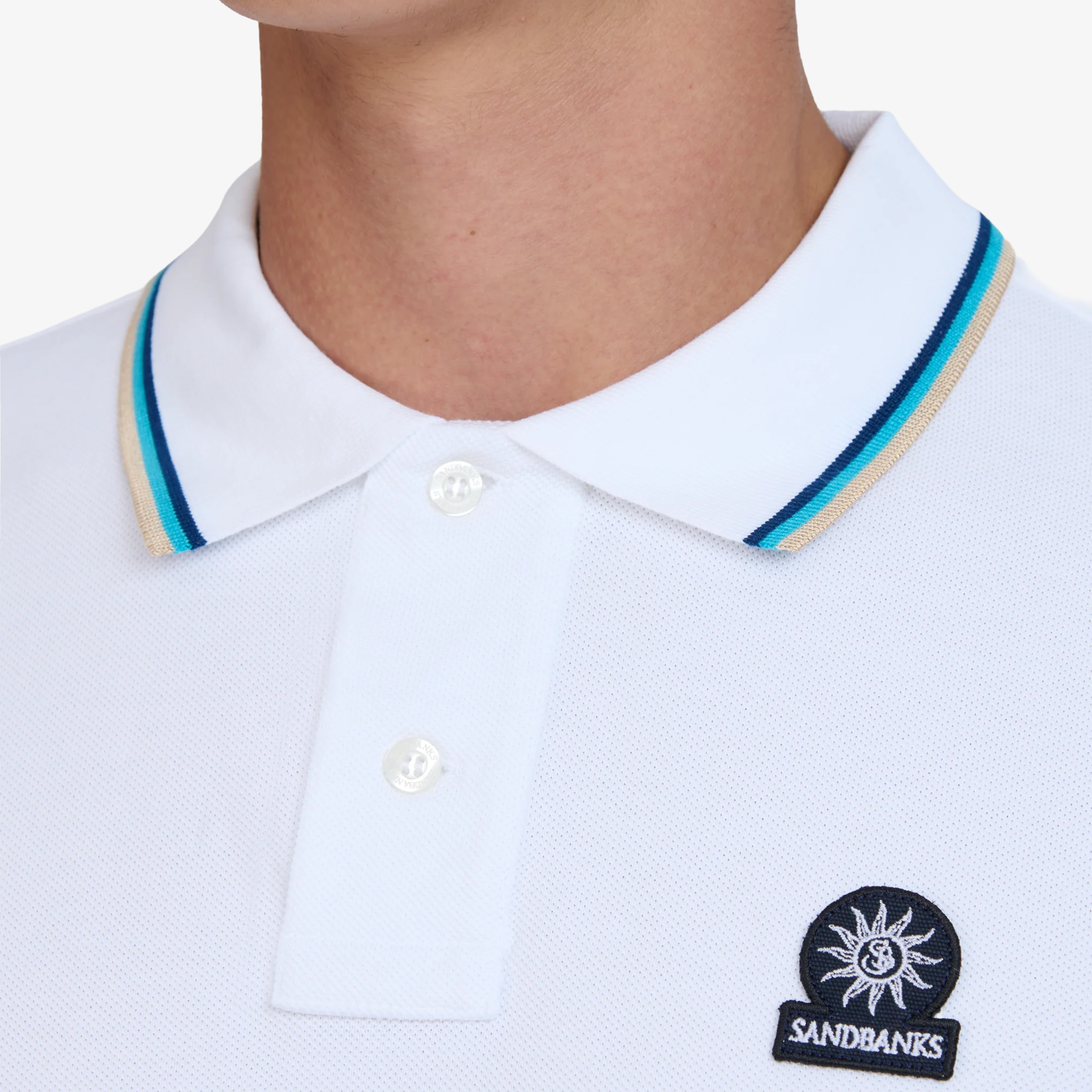 Sandbanks Badge Logo Polo Shirt - White