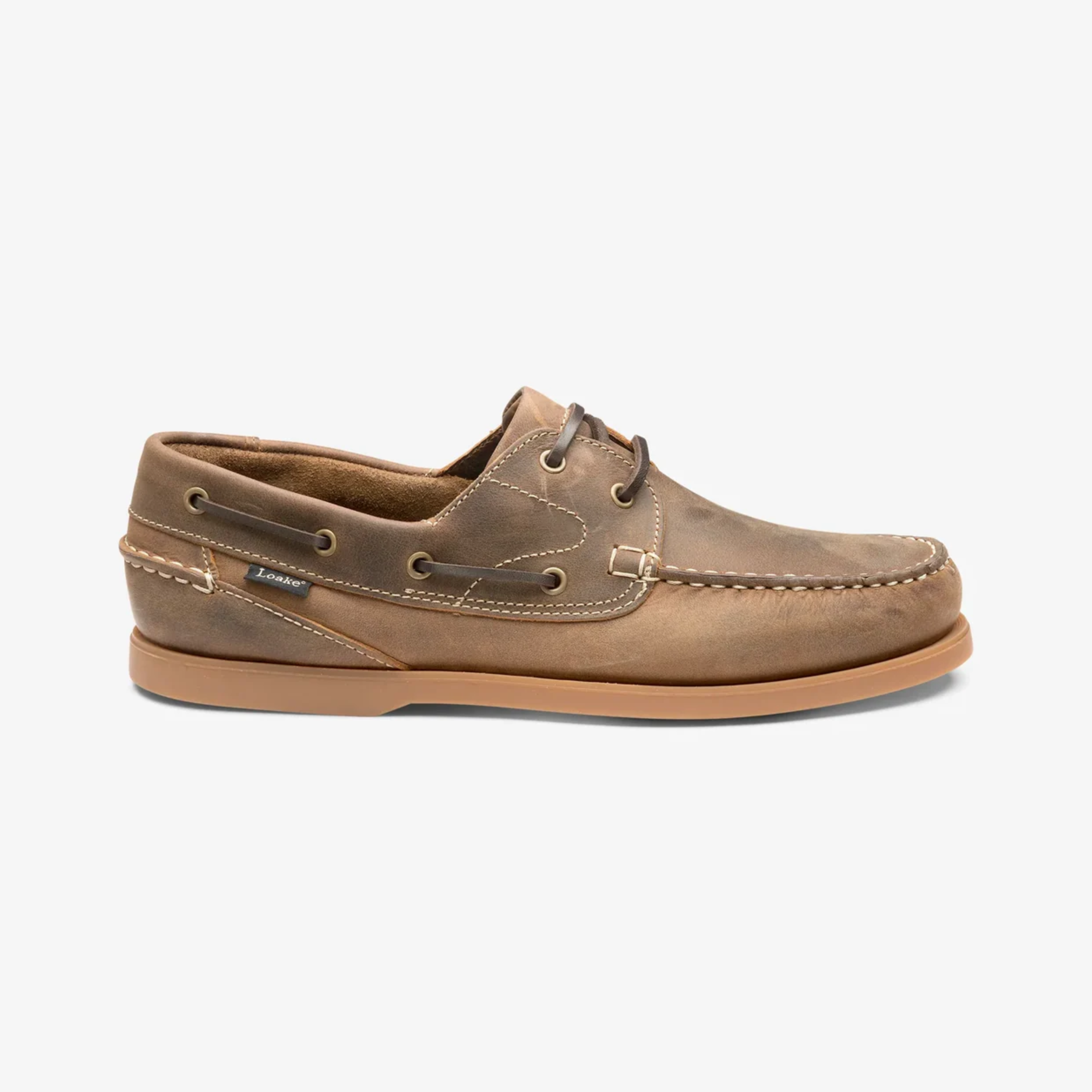 Loake Lymington Lace Up Boat Shoes - Brown Oiled Nubuck