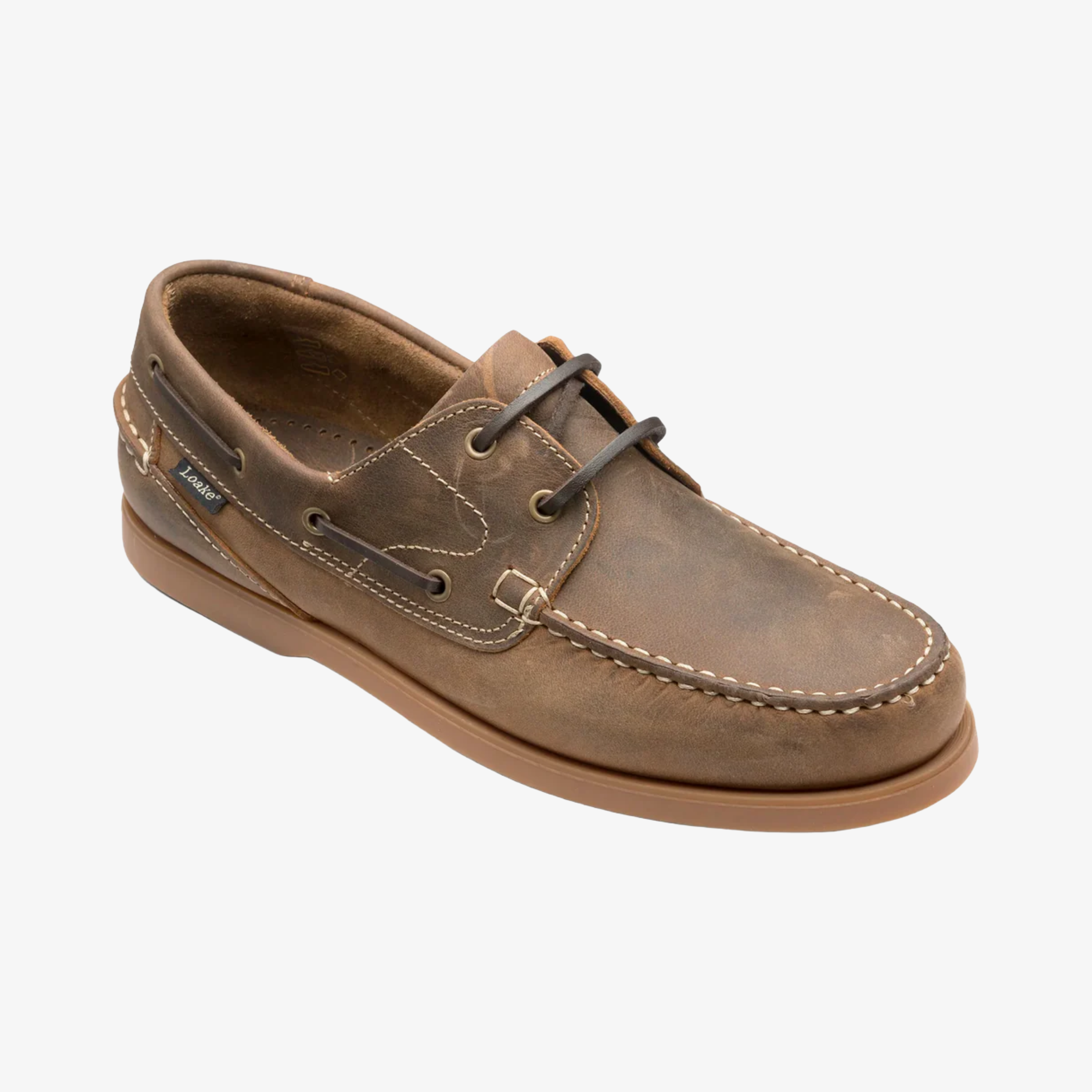 Loake Lymington Lace Up Boat Shoes - Brown Oiled Nubuck