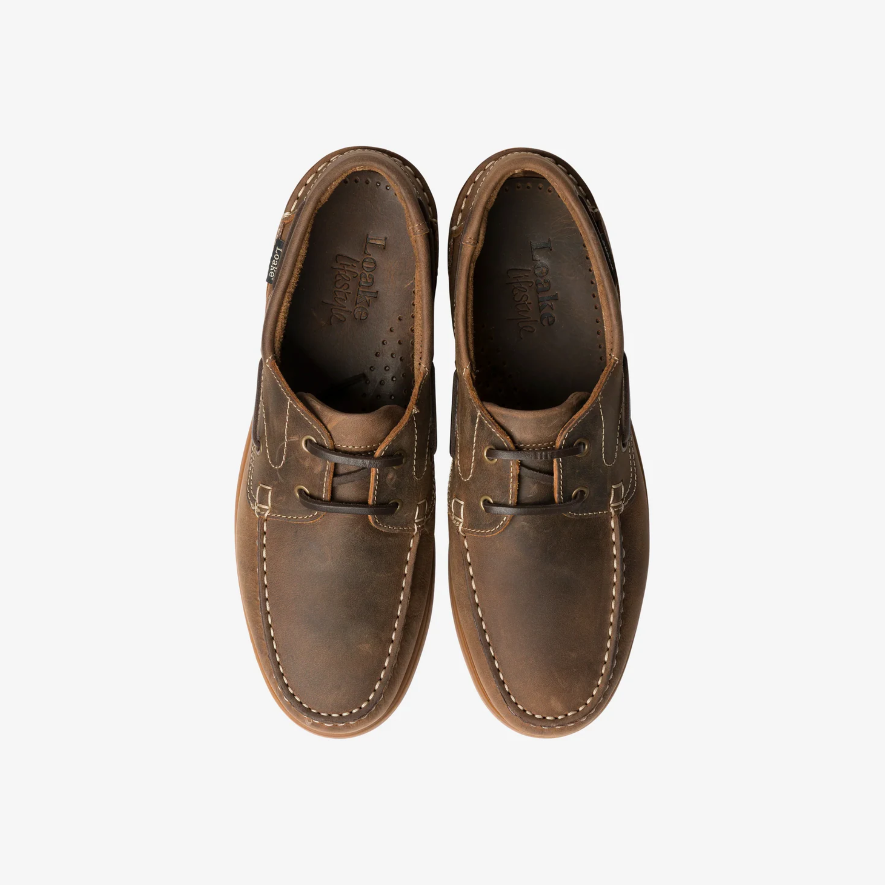 Loake Lymington Lace Up Boat Shoes - Brown Oiled Nubuck
