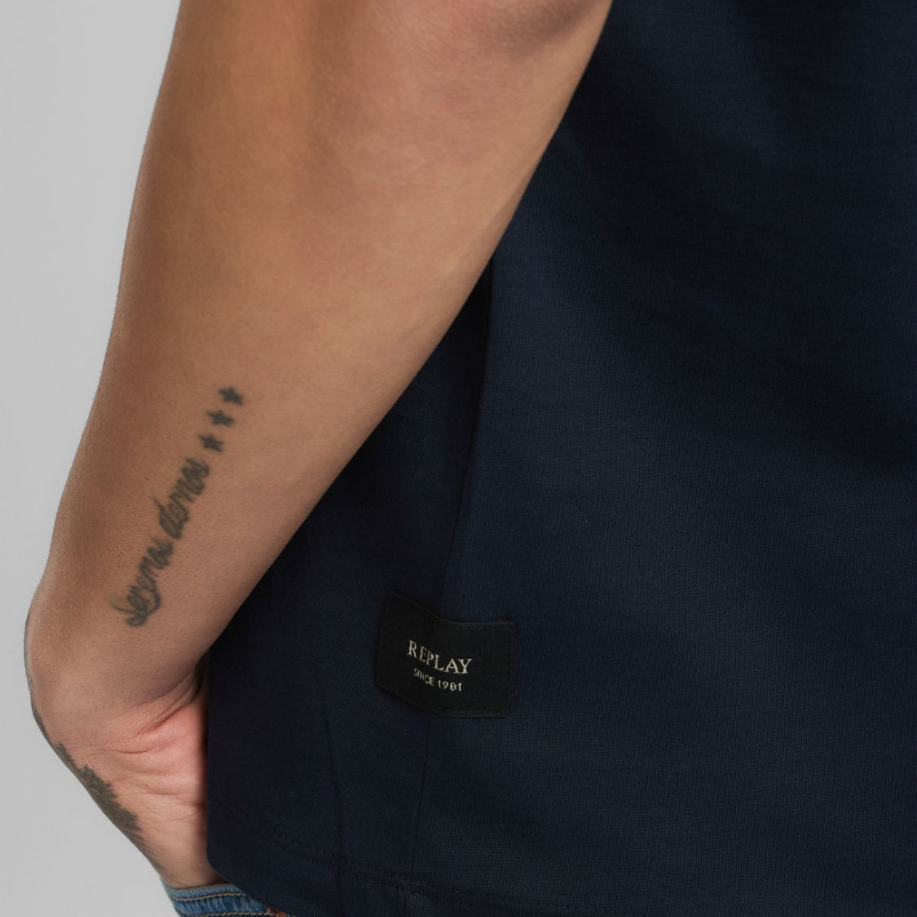 Replay Crew Neck Jersey T Shirt - Night Blue