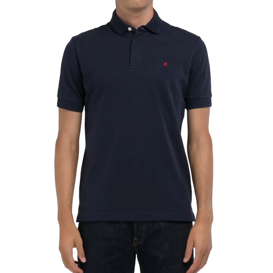 Replay Regular Fit Polo Shirt With Embroidery - Navy