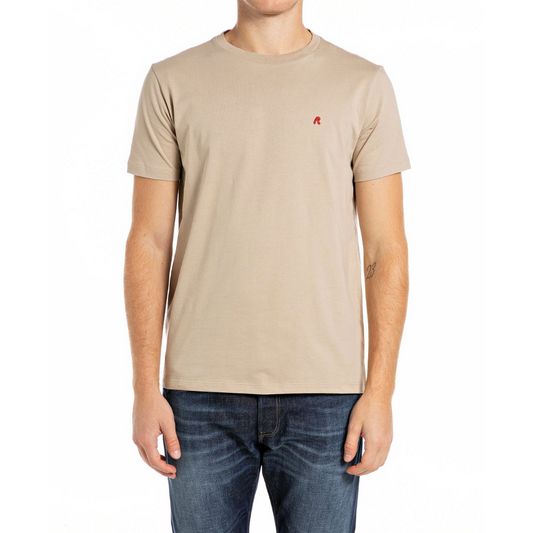 Replay Jersey T Shirt With Embroidery - Light Taupe