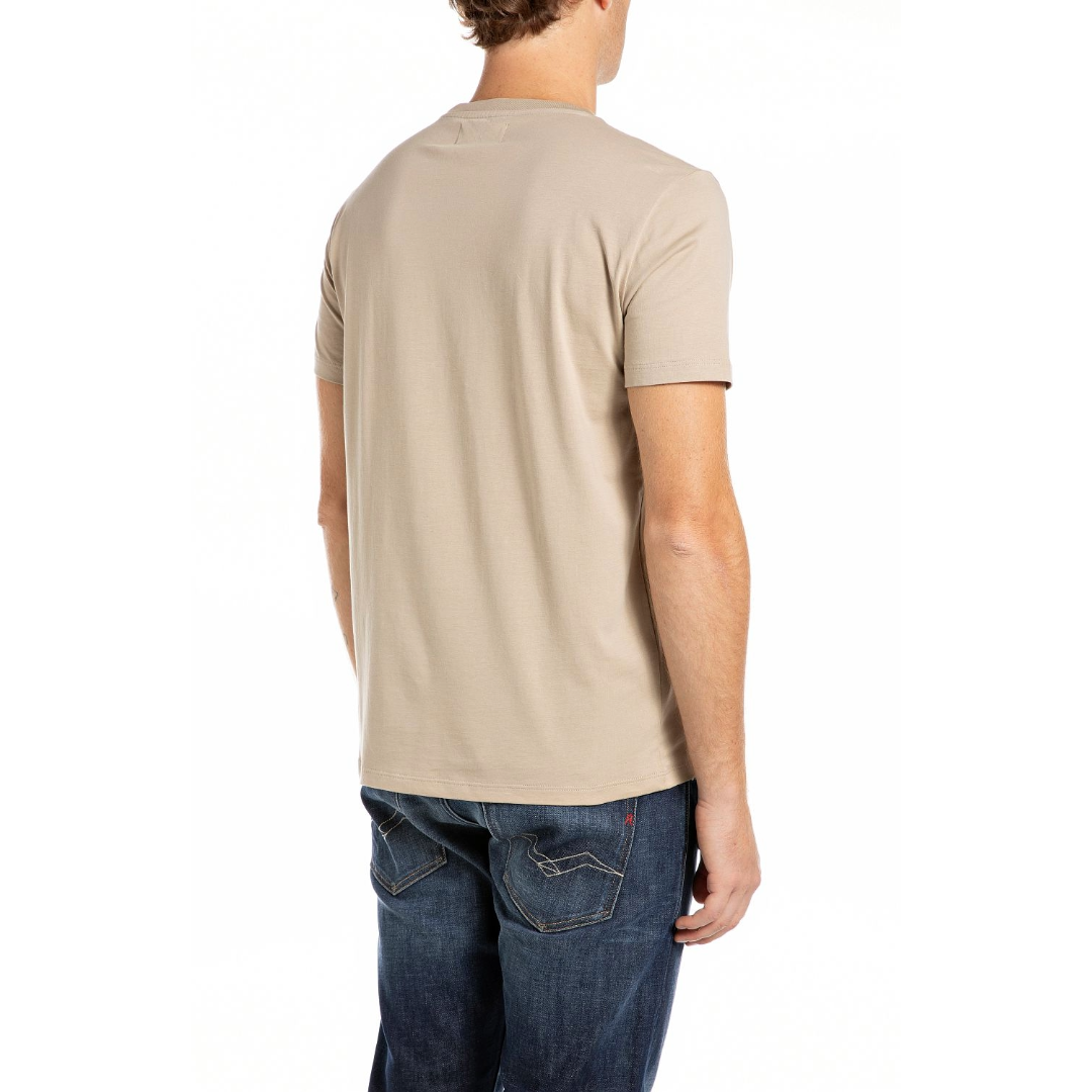 Replay Jersey T Shirt With Embroidery - Light Taupe