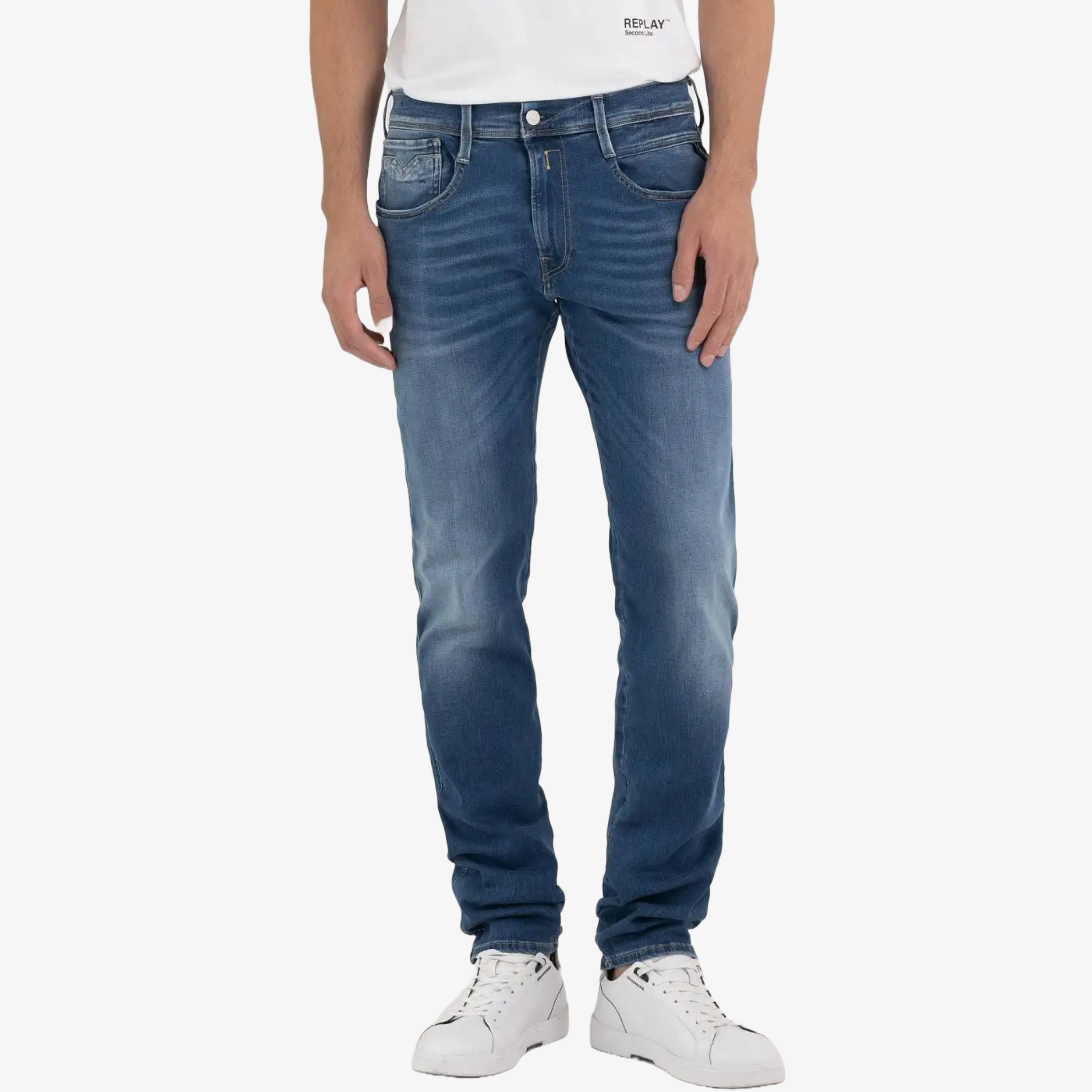 Replay Anbass Hyperflex Slim Fit Jeans - Dark Indigo