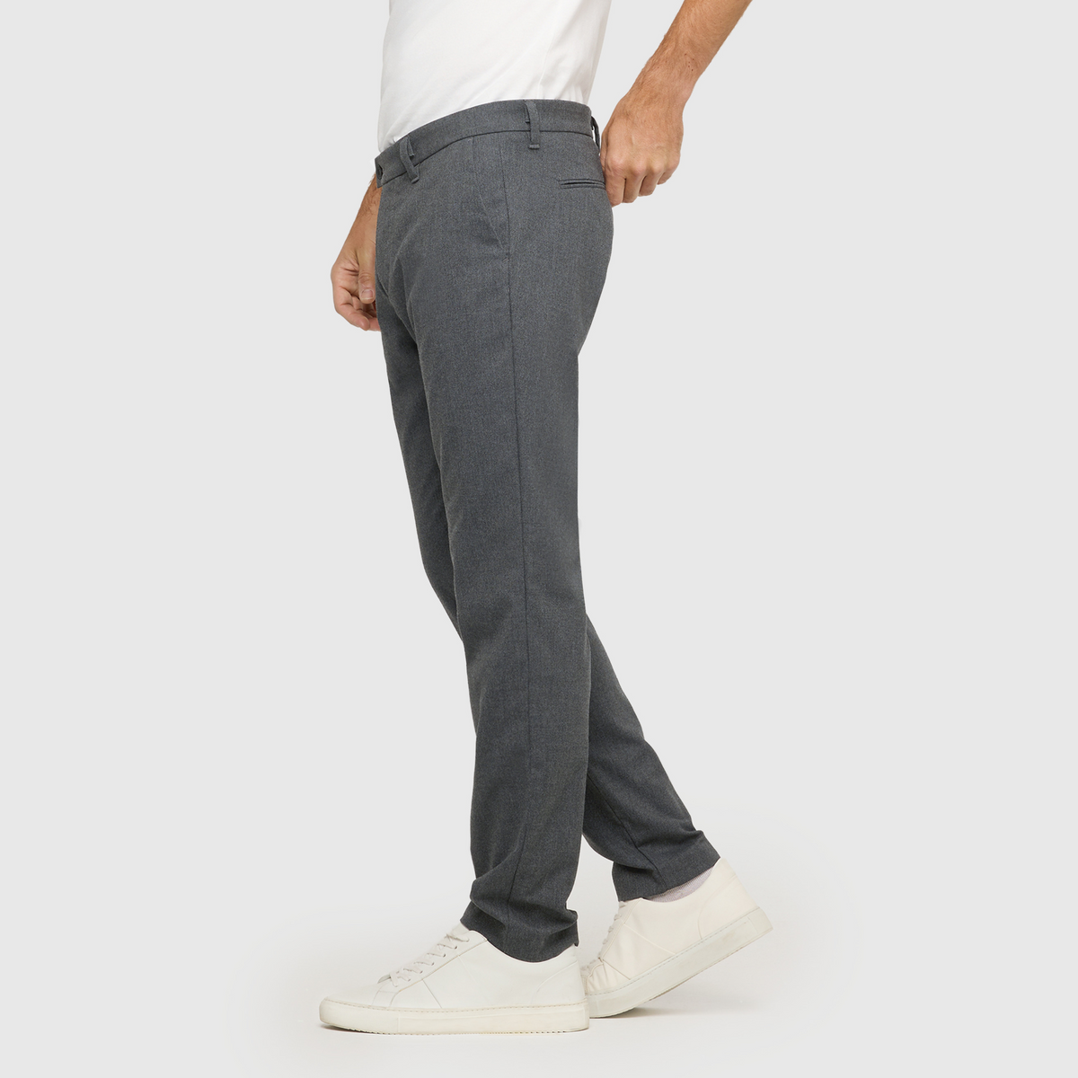 Mac Lennox Herringbone Chinos - Grey Stone
