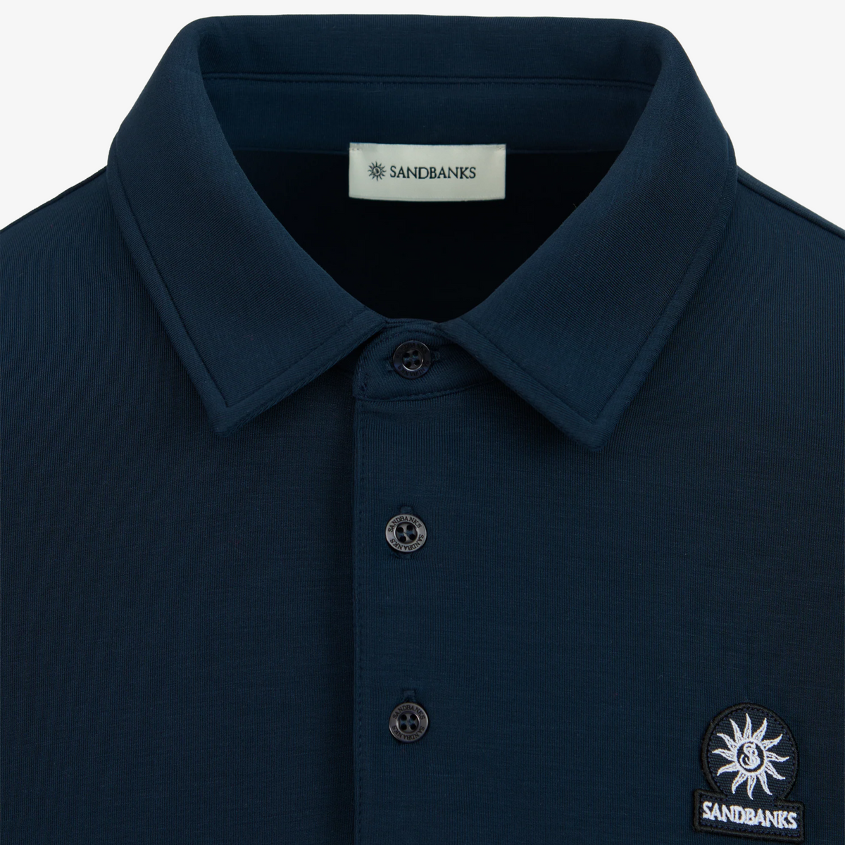Sandbanks Tonal Soft Touch Polo Shirt - Navy
