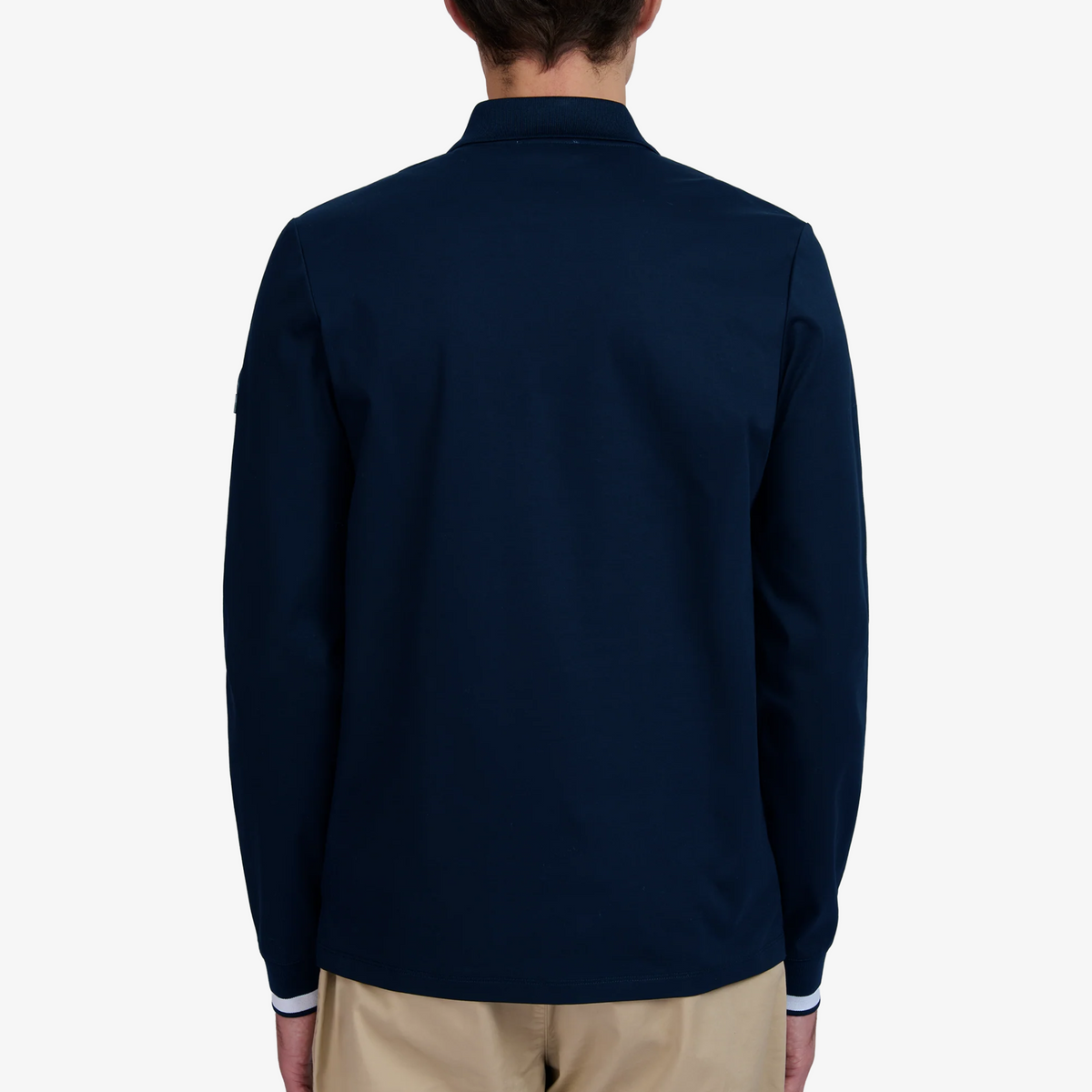 Sandbanks Silicone Zip Long Sleeve Polo Shirt - Navy