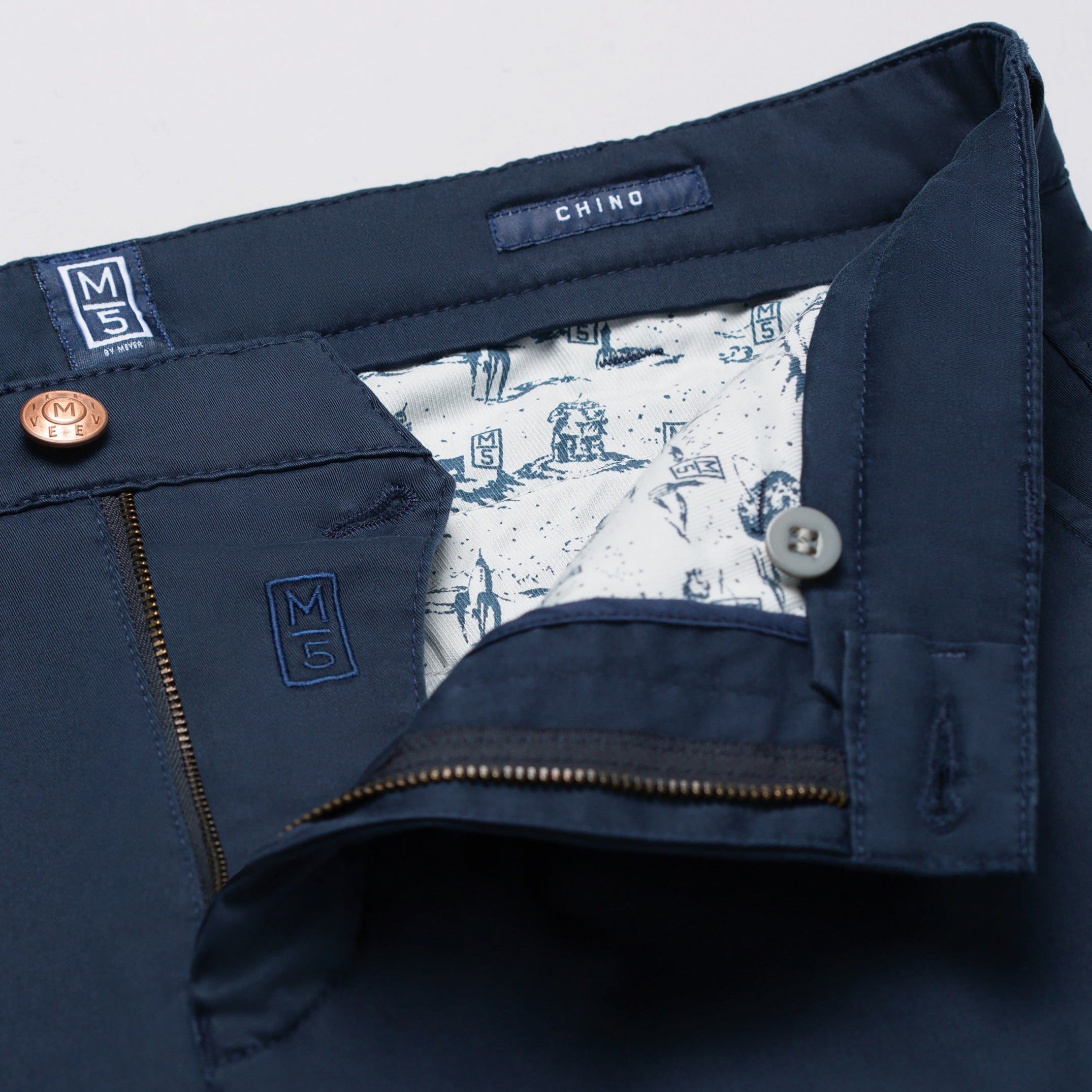 M5 by Meyer Slim Fit Stretch Chinos - Navy