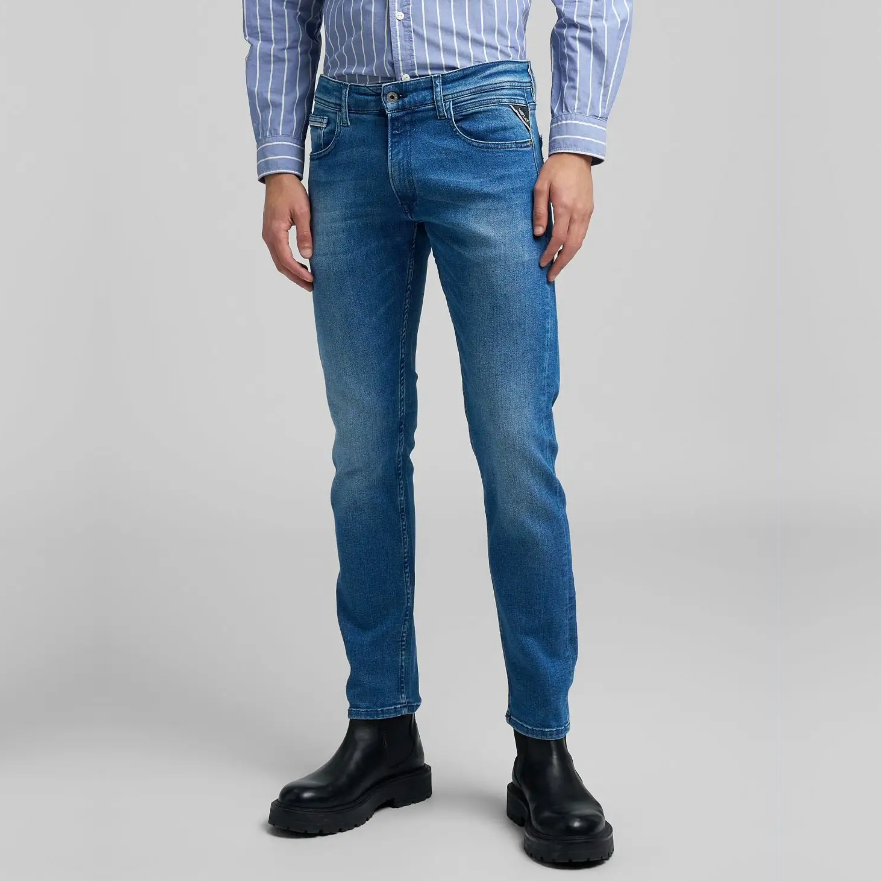 Replay Grover Straight Fit Jeans - Medium Blue