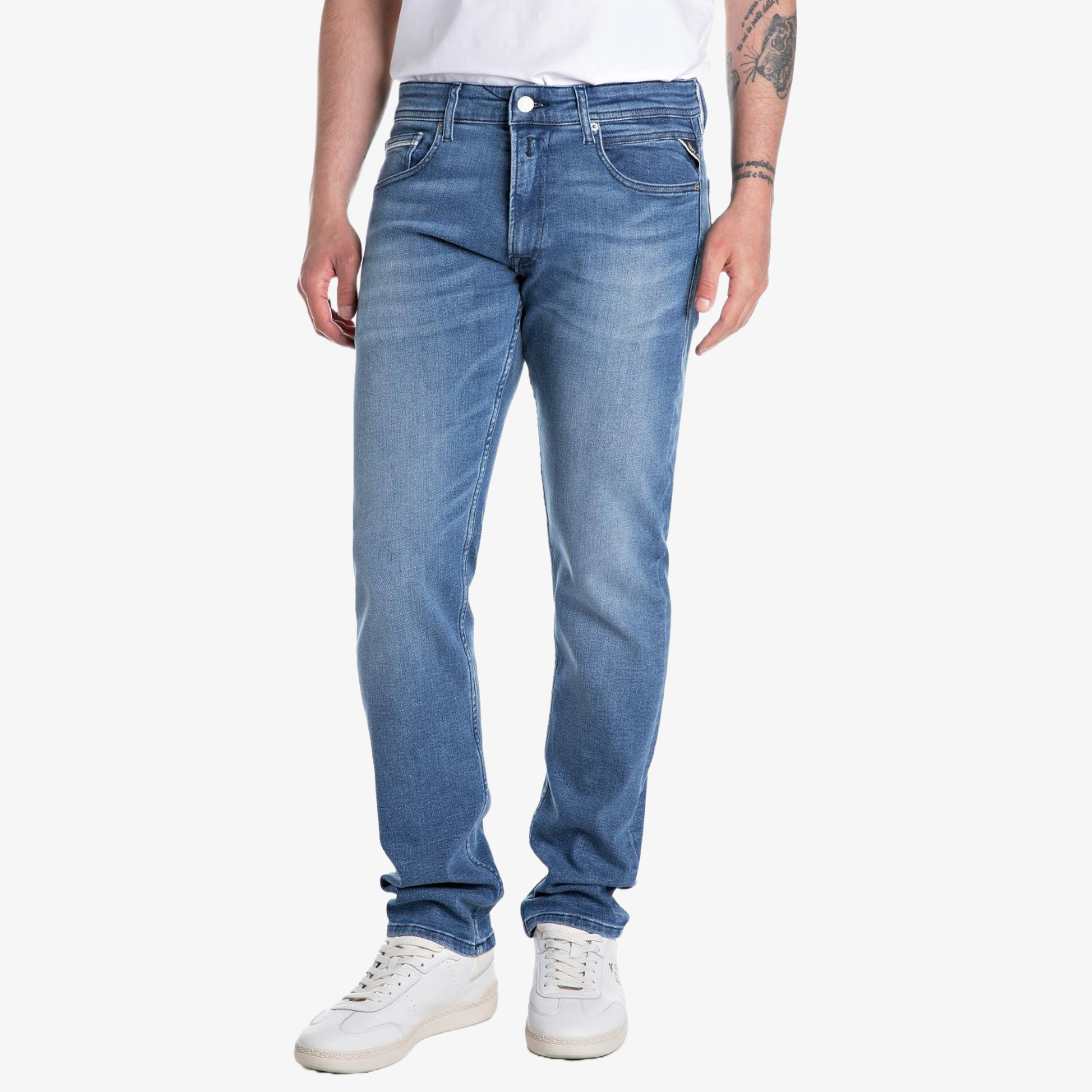 Replay Grover Straight Fit Jeans - Medium Blue