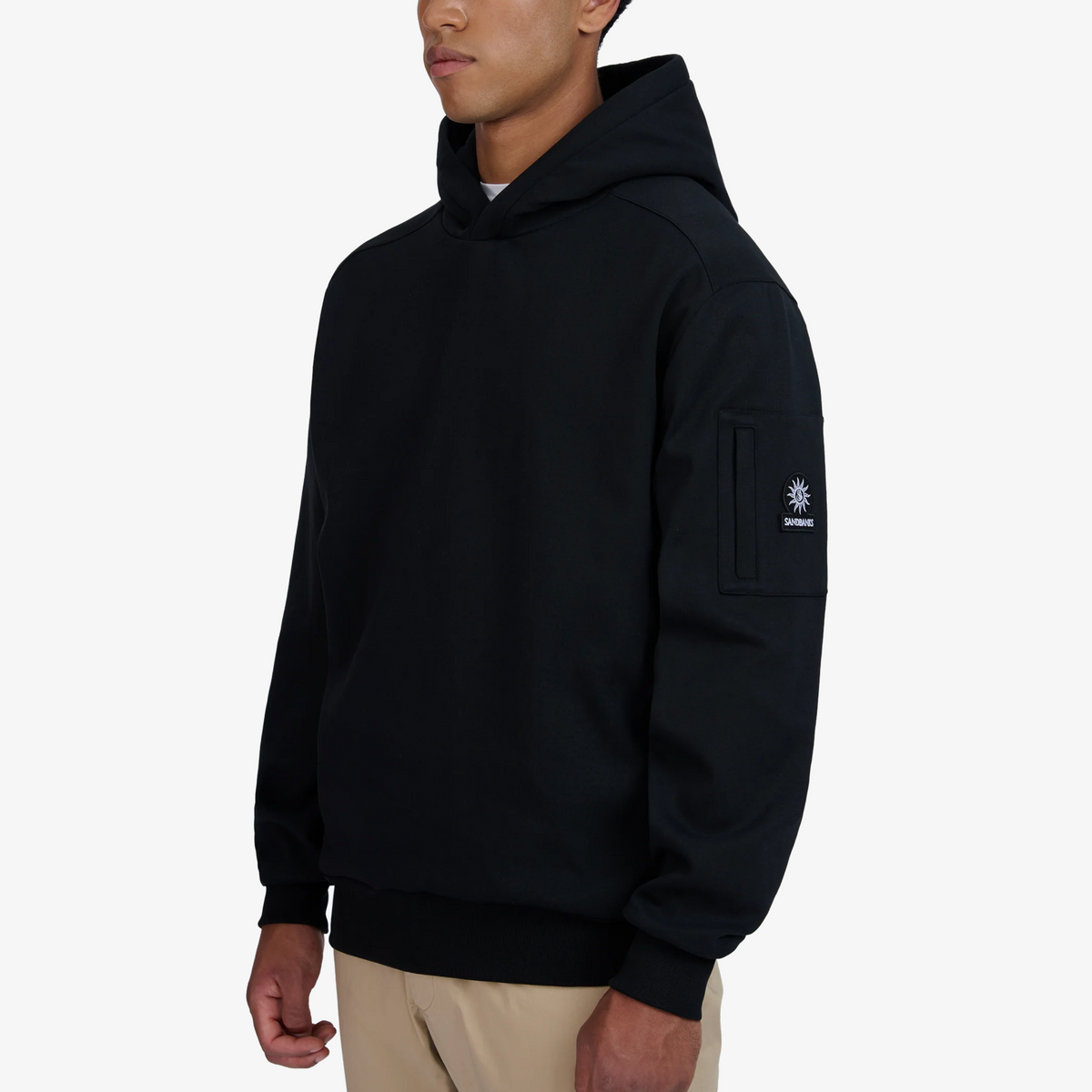 Sandbanks Zip Pocket Interlock Hoodie - Black
