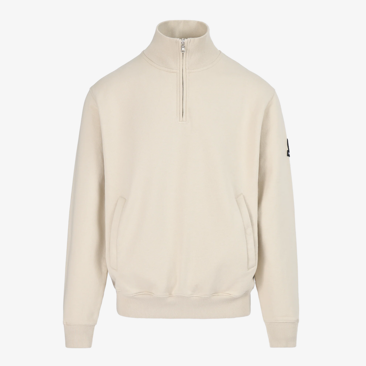 Sandbanks Badge Logo Quarter Zip Sweatshirt - Stone
