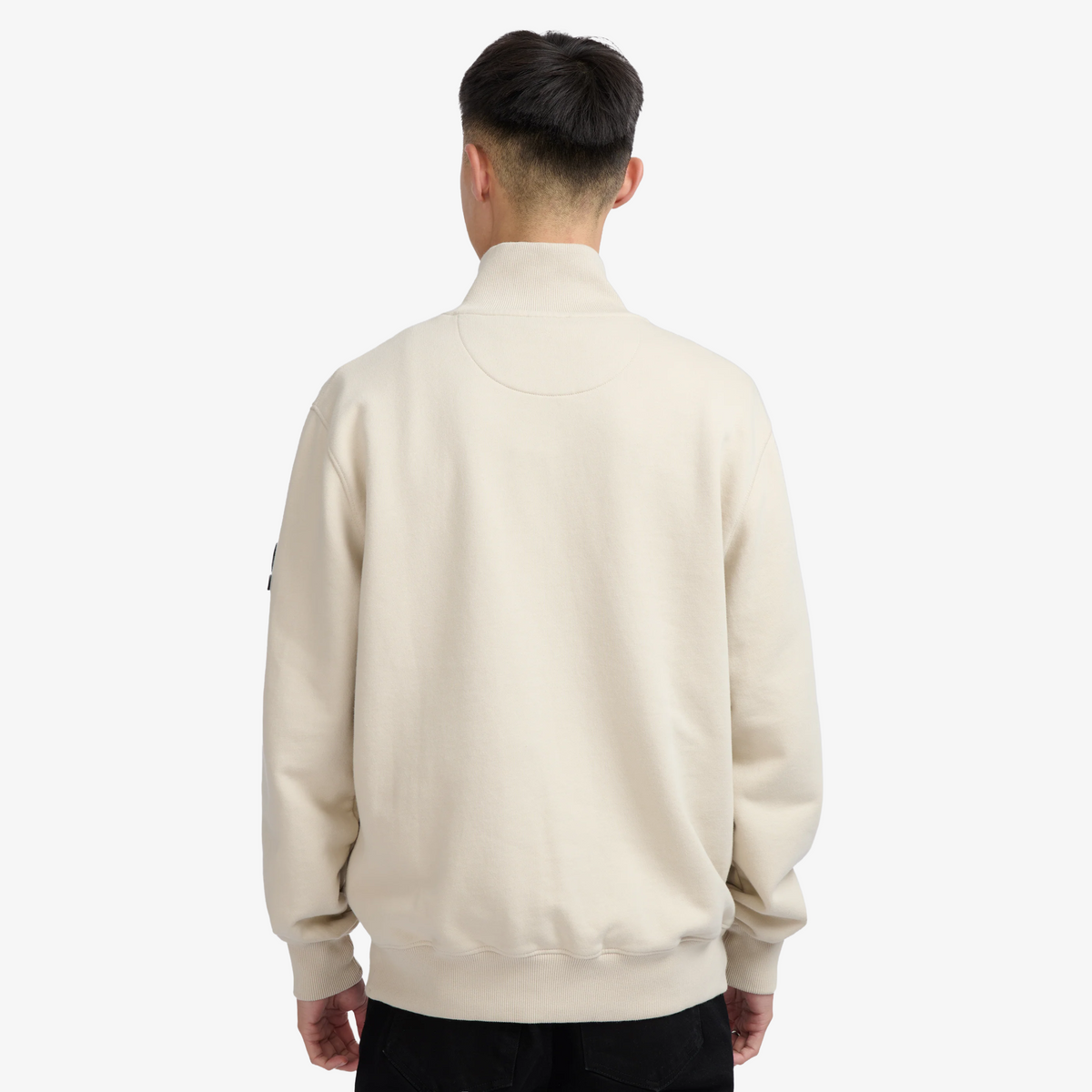 Sandbanks Badge Logo Quarter Zip Sweatshirt - Stone