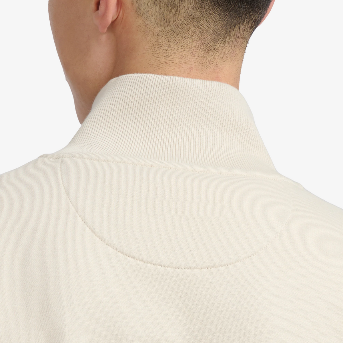 Sandbanks Badge Logo Quarter Zip Sweatshirt - Stone
