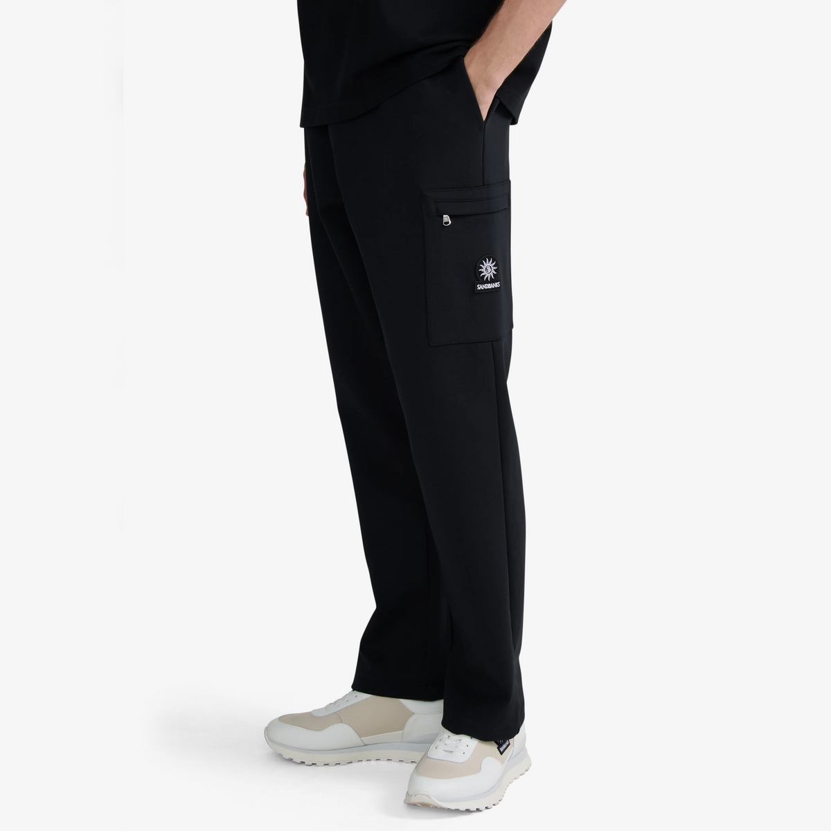 Sandbanks Interlock Cargo Open Hem Sweatpants - Black