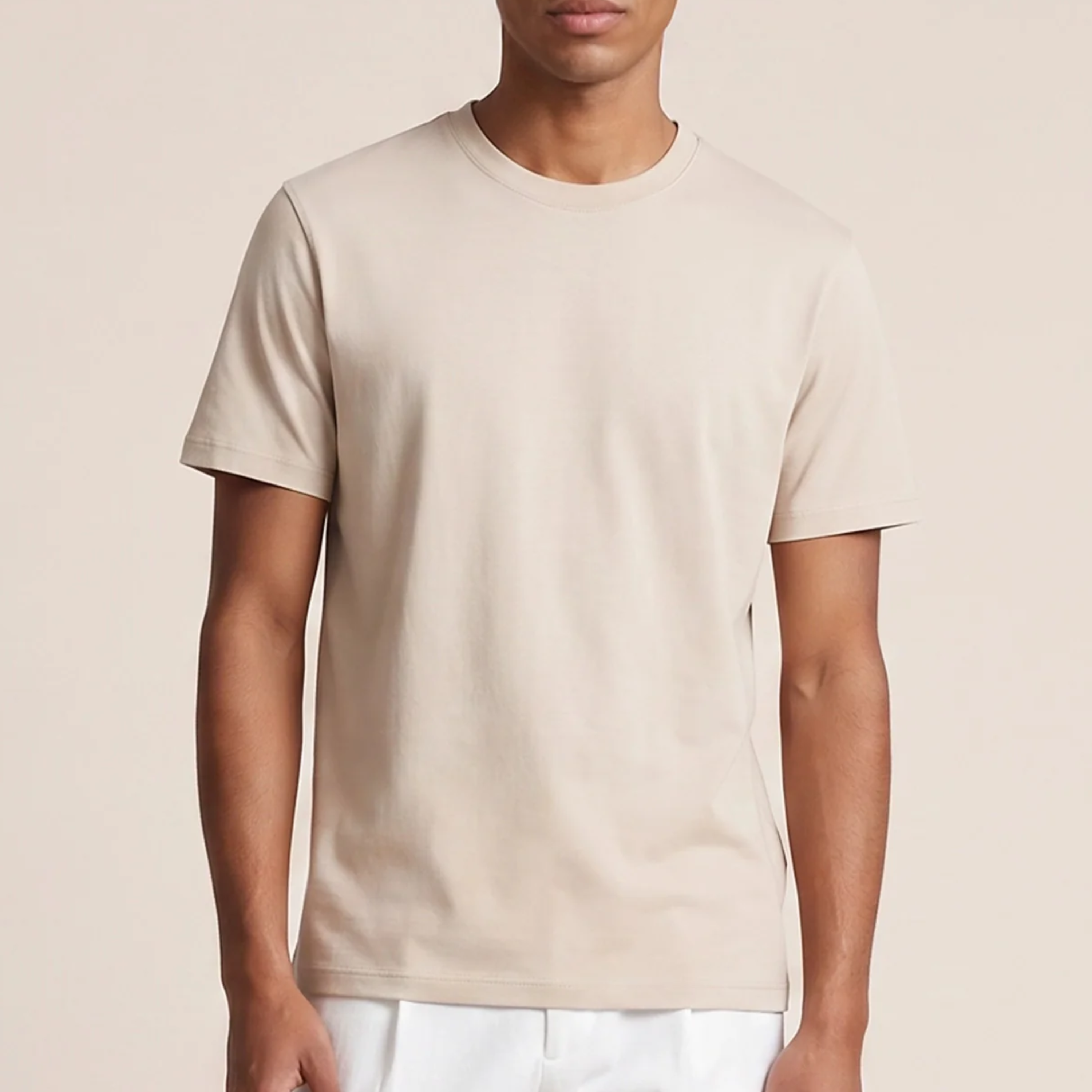 Thomas Maine Liquid Cotton T Shirt - Sand