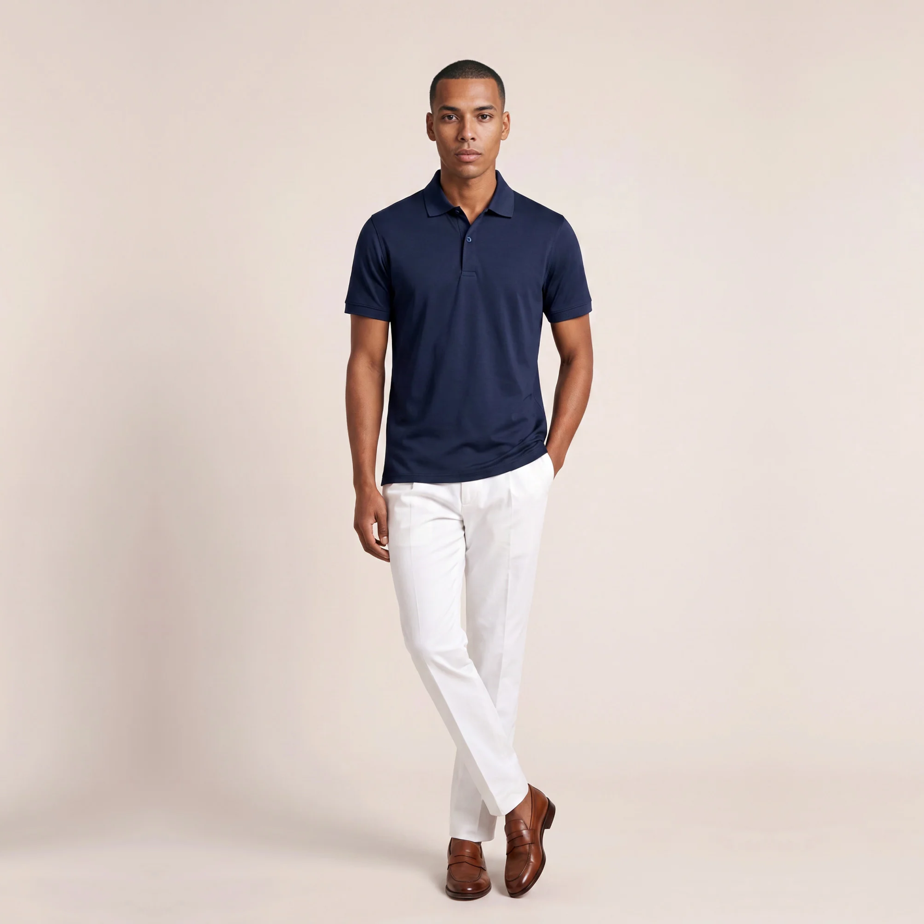 Thomas Maine Liquid Cotton Polo Shirt - Navy